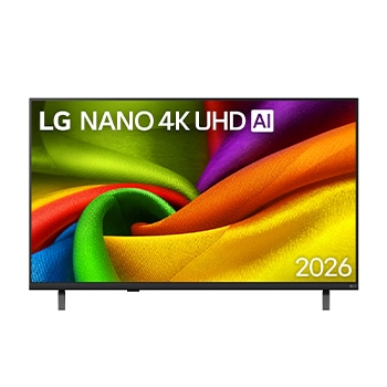 Vorderansicht von 43 Zoll LG NANO 4K UHD AI NU8E Smart TV 2026 43NU8E0B3LA