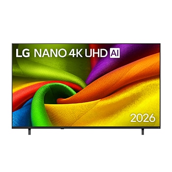 Vorderansicht von 75 Zoll LG NANO 4K UHD AI NU8E Smart TV 2026 75NU8E0B3LA
