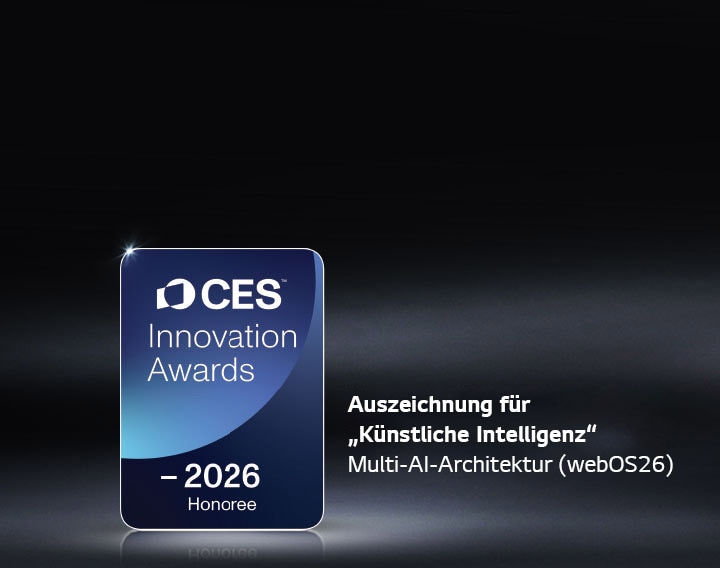 Das Honoree-Emblem der CES Innovation Awards 2026 wird vor einem dunklen Hintergrund gezeigt. Multi-AI-Architektur wurde in der Kategorie „Künstliche Intelligenz“ ausgezeichnet.