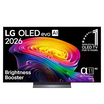 Vorderansicht von 55-Zoll LG OLED evo AI C6 4K Smart TV 2026 OLED55C69LB