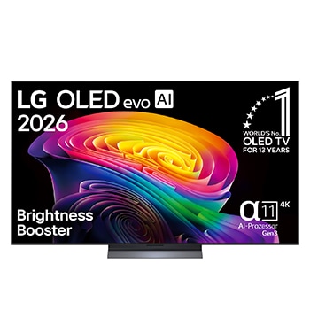 Vorderansicht von 65-Zoll LG OLED evo AI C6 4K Smart TV 2026 OLED65C68LA