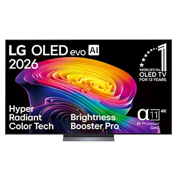 Vorderansicht von 77-Zoll LG OLED evo AI C6 4K Smart TV 2026 OLED77C69LB