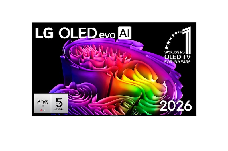 Vorderansicht von 65-Zoll LG OLED evo AI G6 4K Smart TV 2026 OLED65G69LS