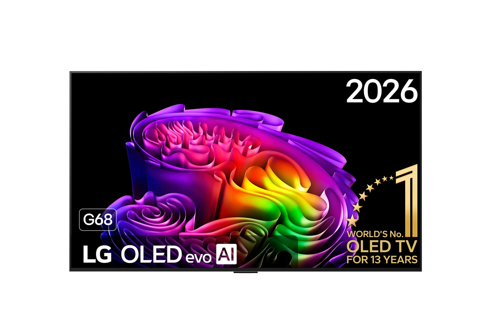 Vooraanzicht van 55 inch LG OLED evo AI G6 4K Smart TV 2026 OLED55G68LW