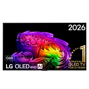 Vooraanzicht van 55 inch LG OLED evo AI G6 4K Smart TV 2026 OLED55G68LW
