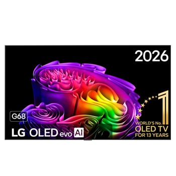 Vooraanzicht van 77 inch LG OLED evo AI G6 4K Smart TV 2026 OLED77G68LW