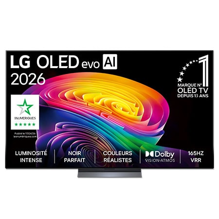 Vue avant de 77 pouces (195 cm) | LG OLED evo AI C6 | 4K Smart TV | 2026 OLED77C68LA