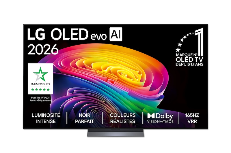 Vue avant de 77 pouces (195 cm) | LG OLED evo AI C6 | 4K Smart TV | 2026 OLED77C68LA