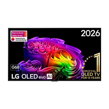 Vue avant de 55 pouces (139 cm) | LG OLED evo AI G6 (murale) | 4K Smart TV | 2026 OLED55G68LW