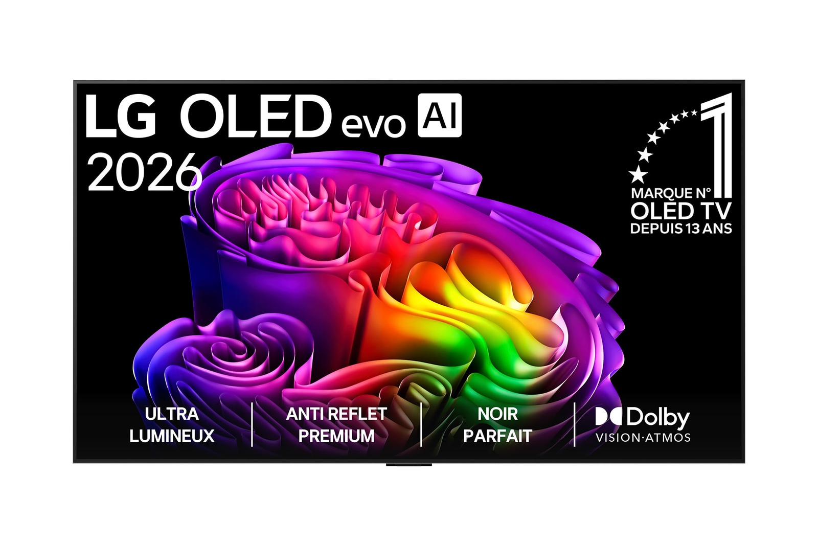 Vue avant de 55 pouces (139 cm) | LG OLED evo AI G6 (murale) | 4K Smart TV | 2026 OLED55G68LW