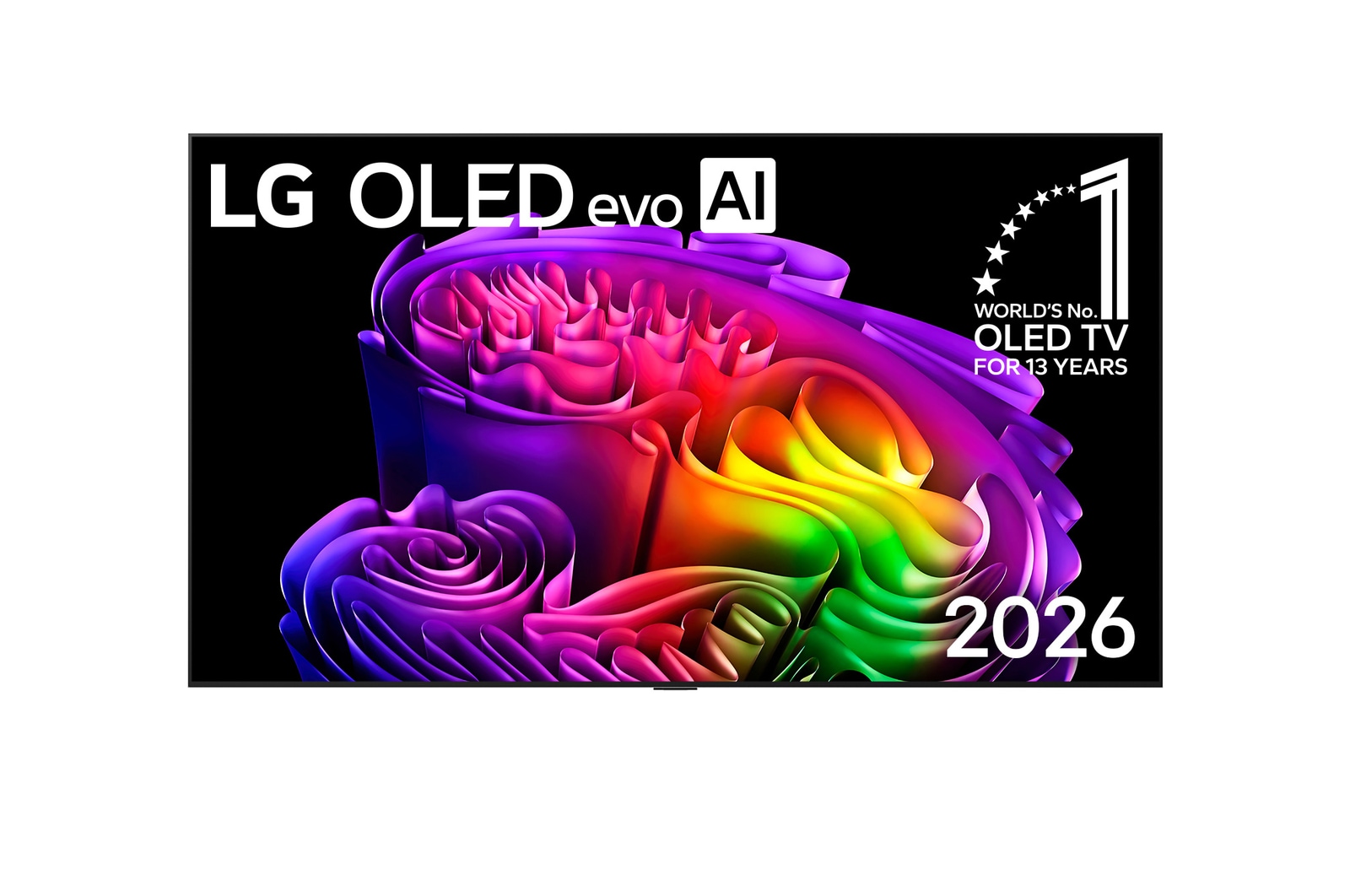 Vue avant de Smart TV LG OLED evo AI 4K G6 2026 83 pouces OLED83G68LW