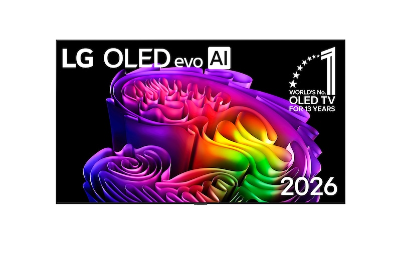 Vue avant de Smart TV LG OLED evo AI 4K G6 2026 83 pouces OLED83G68LW