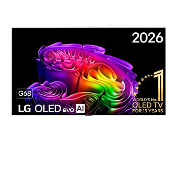 Vue avant de Smart TV LG OLED evo AI 4K G6 2026 83 pouces OLED83G68LW