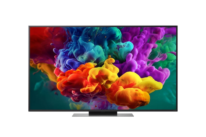 LG QNED evo AI QNED86 Mini LED présentée en vue avant et latérale met en valeur un écran de 55 pouces avec un écran de 1 236 mm de large, une hauteur d’écran de 716 mm, une hauteur de 783 mm avec pied, une profondeur de 29,7 mm et un encombrement au sol de 1 074 x 257 mm.