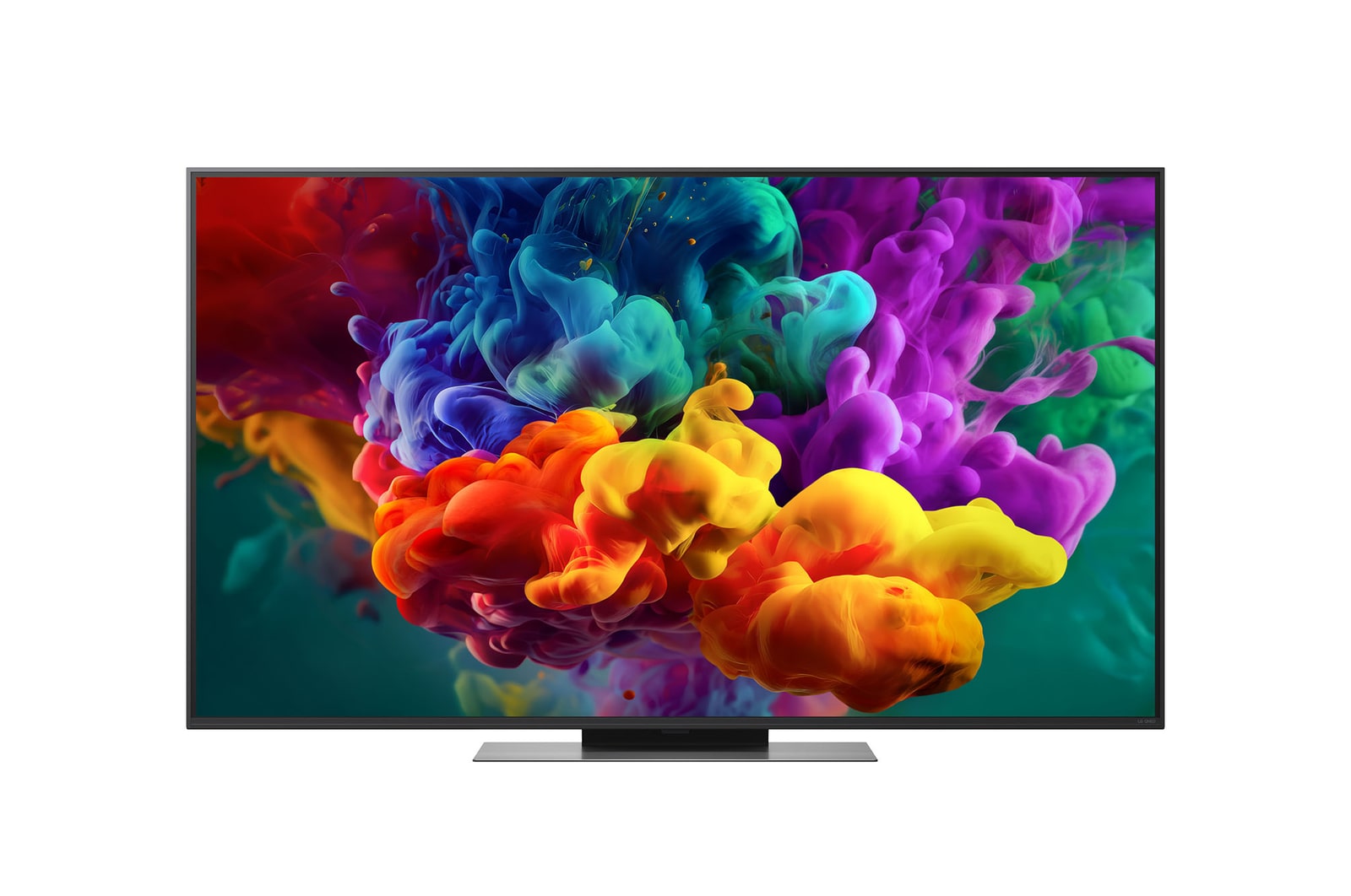 LG QNED evo AI QNED86 Mini LED présentée en vue avant et latérale met en valeur un écran de 55 pouces avec un écran de 1 236 mm de large, une hauteur d’écran de 716 mm, une hauteur de 783 mm avec pied, une profondeur de 29,7 mm et un encombrement au sol de 1 074 x 257 mm.
