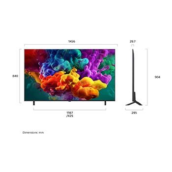 La Mini LED LG QNED evo AI QNED86 avec Dynamic QNED Color Pro remplit l’écran de jaillissements éclatants et fluides de mouvements multicolores, semblables à de la peinture, présentant une brillance des couleurs améliorée certifiée pour un volume de couleurs de 100 %.