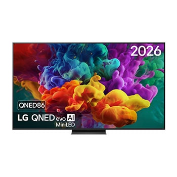Vue avant de Smart TV LG QNED evo AI QNED86 Mini LED 4K 2026 75 pouces 75QNED86B6B