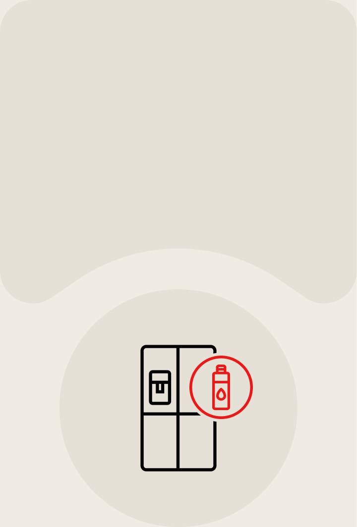 Banner da geladeira LG sobre a substituição do filtro de água para água limpa, com o botão Explorar Acessórios.