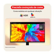 Rear view of an LG FHD monitor showing stand design and connectivity ports.