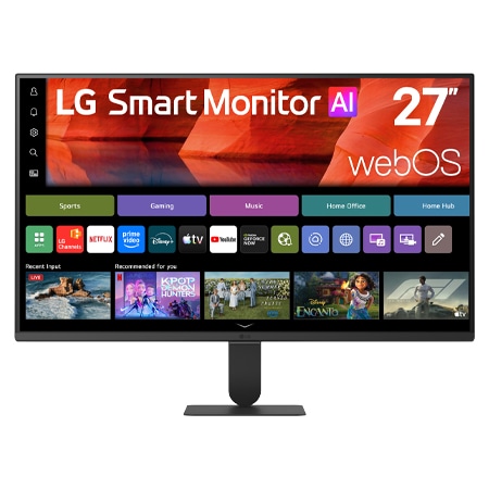 Monitor LG Smart, Tela IPS de 27”, FHD, WebOS 26, HDR10, ThinQ, Wi-fi, AirPlay, Screen Share, Bluetooth, 5ms (GtG), 120Hz, USB, HDMI - 27U511SB-B. - 27U511SB-B