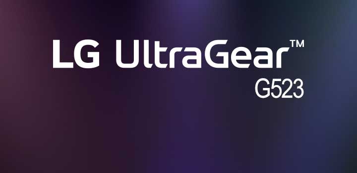 UltraGear™ G5 logo in a futuristic, neon-lit room.