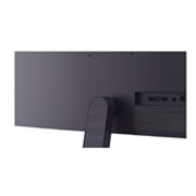 Front and side views of a gaming monitor illustrating its overall dimensions and profile design.