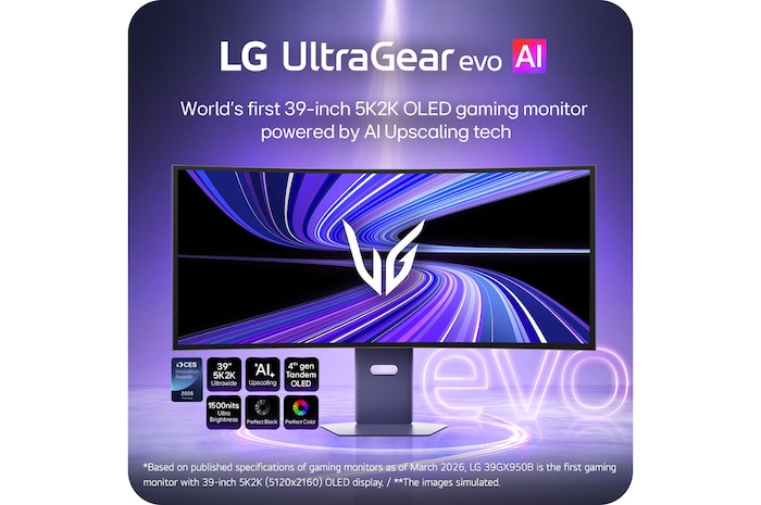 Front view of 39-inch UltraGear evo GX9, The World’s First 5K2K 330Hz Gaming Monitor (39GX950B)