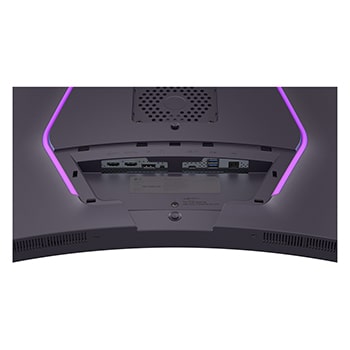 Rear close-up view of the stand mount on a 52-inch UltraGear evo G9, 5K2K 240Hz Gaming Monitor (52G930B)
