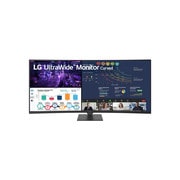 Slight right angle front view of ultrawide monitor