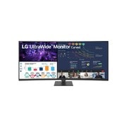Slight right angle front view of ultrawide monitor