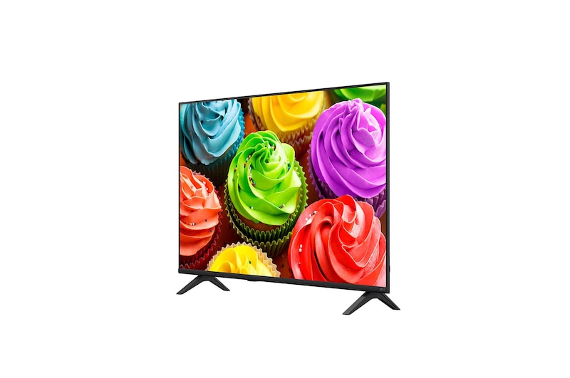 LG SMART TV AI LB65’s alpha 5 AI Processor Gen9 glows at the center of an orange circuit board, highlighting AI processing that delivers clearer picture quality with enhanced sharpness and depth.