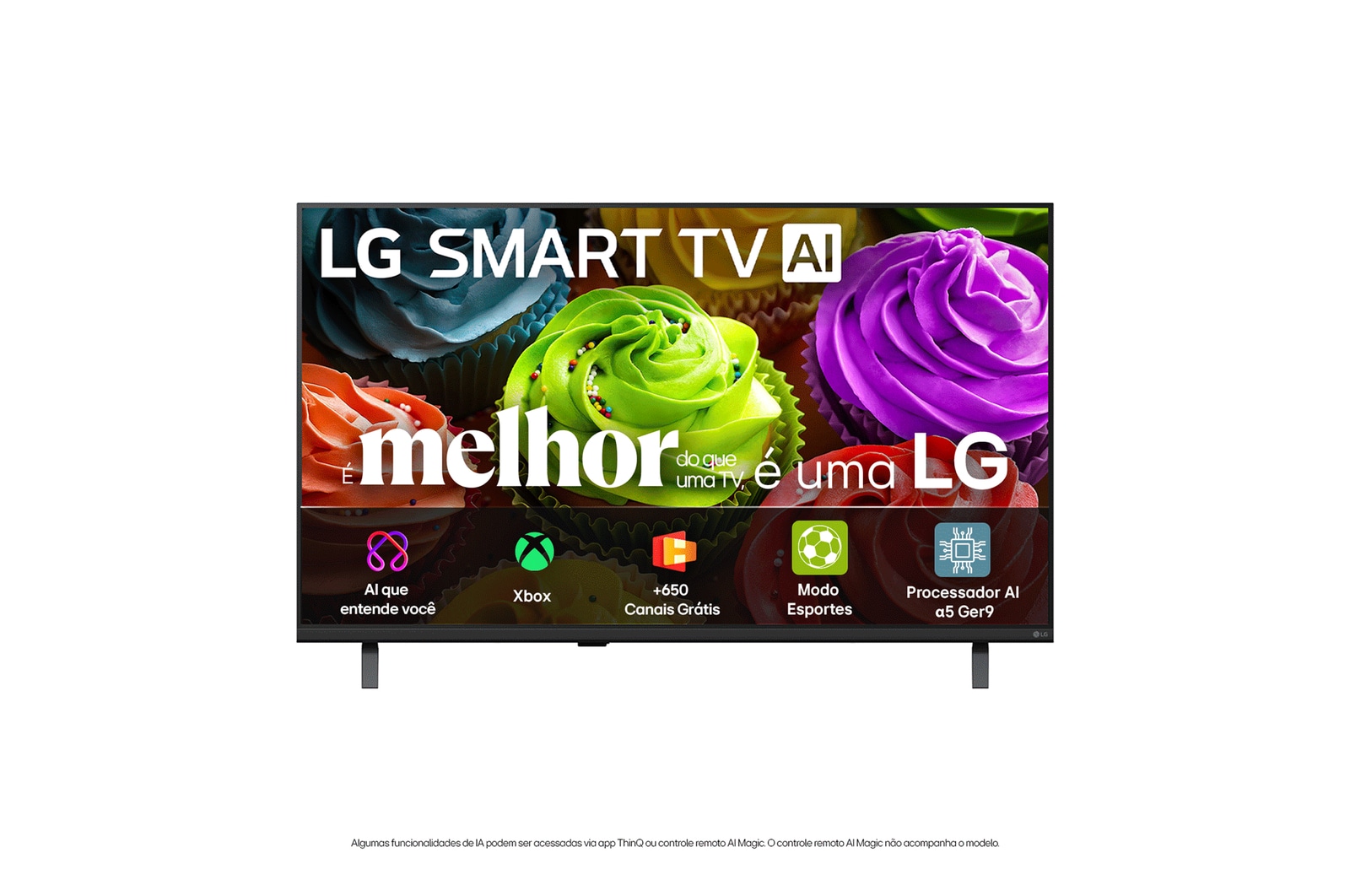 Vista frontal de Smart TV LG LB650 AI HD 32 polegadas 2026 32LB650BPSA