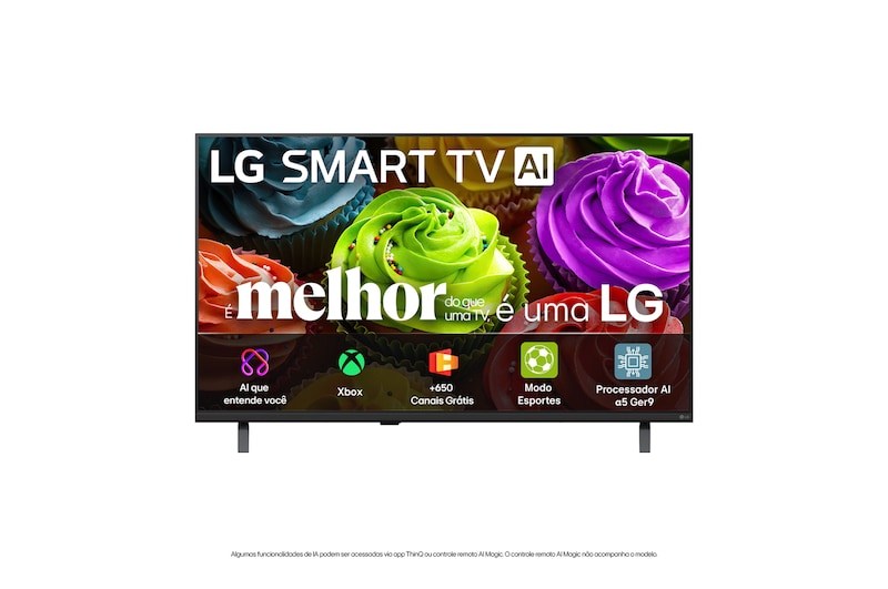 Vista frontal de Smart TV LG LB650 AI HD 32 polegadas 2026 32LB650BPSA