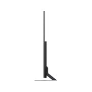 A LG Mini RGB evo AI MRGB85, mostrada nas vistas frontal e lateral, destaca-se por sua tela de 75 polegadas com 1677 mm de largura, 966 mm de altura (com o suporte), 1032 mm de altura, 51,6 mm de profundidade e uma base com dimensões de 1499 por 359 mm.