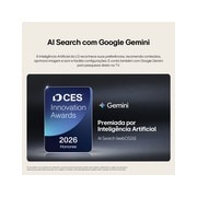 O LG Shield, aplicado à LG Mini RGB evo AI MRGB85, é mostrado com um logotipo LG Shield no centro, ícones de segurança abaixo e um selo de premiação CES Innovation Awards 2026 acima, representando a proteção de dados e do sistema.