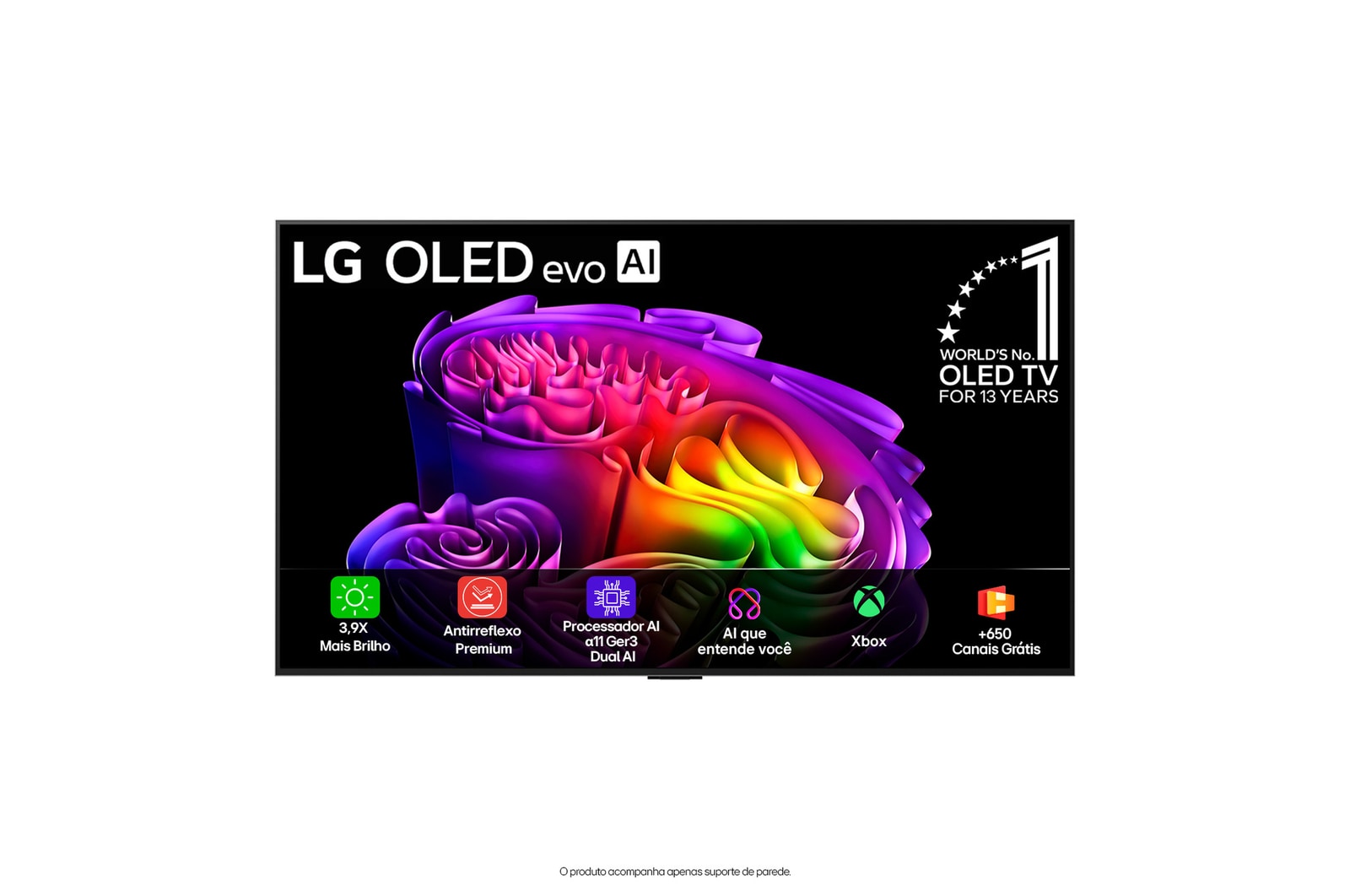Vista frontal de Smart TV LG OLED evo AI 4K G6 65 polegadas 2026 OLED65G6PSA