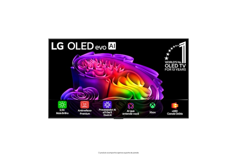 Vista frontal de Smart TV LG OLED evo AI 4K G6 65 polegadas 2026 OLED65G6PSA