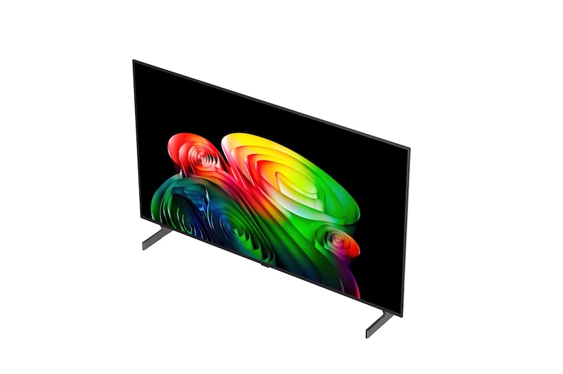 LG OLED evo AI C6 features AI Hub for personalization, with an AI icon above a remote control surrounded by labels for Multi AI Search, AI Concierge, AI Voice ID with My Page, AI Chatbot, AI Picture Wizard, and AI Sound Wizard.