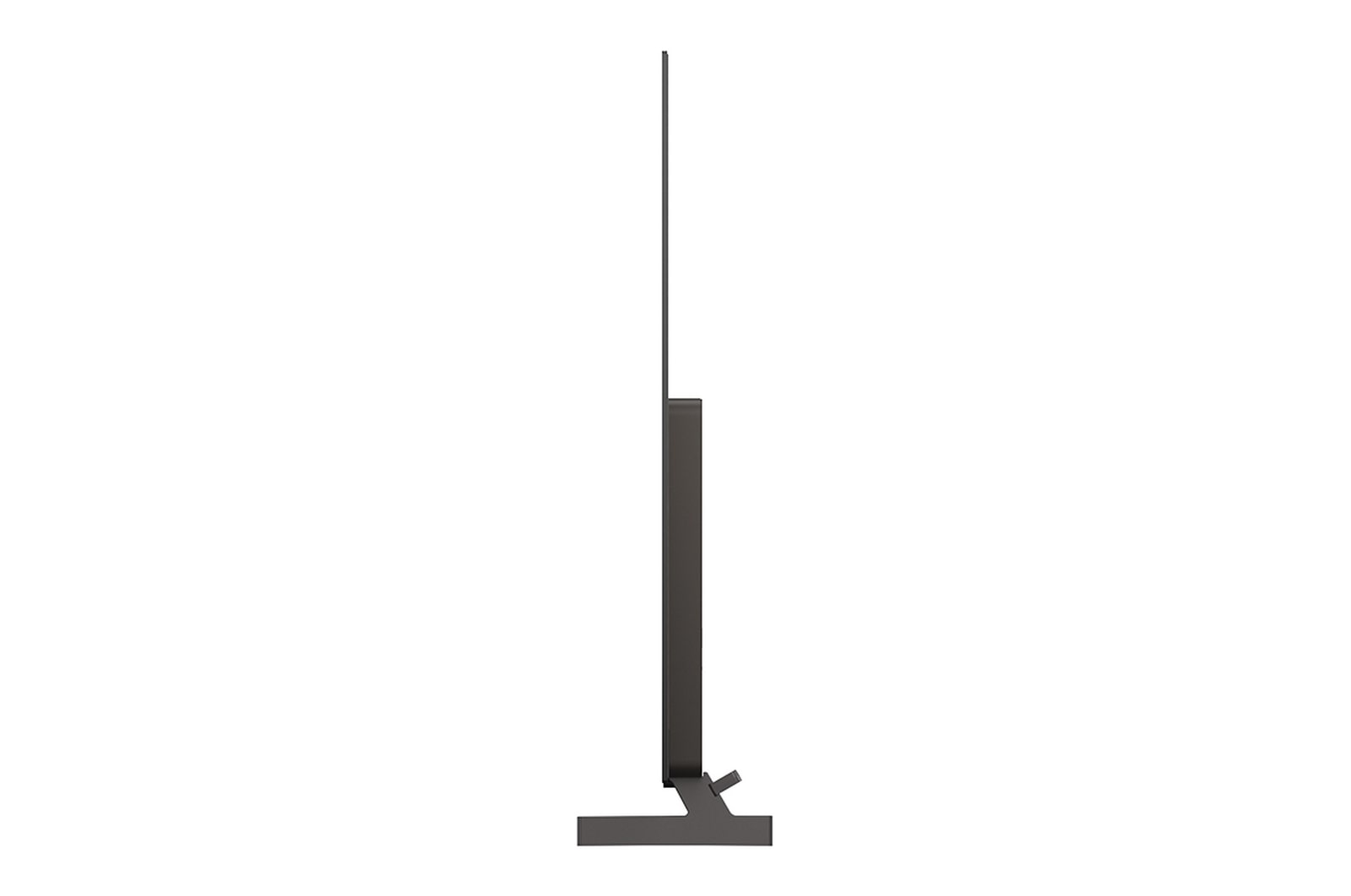 LG OLED evo AI C6 shown in front and side views highlights a 77-inch display with a 1711 mm-wide screen, an overall height of 982 mm, and an ultra-slim 47.1 mm depth without a stand.