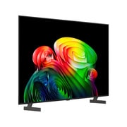 LG OLED evo AI C6 shows a split-screen planet-and-stars scene, comparing an anti-glare matte display with its Perfect Black & Perfect Color display for clearer picture quality in any light, supported by UL certification and Intertek certifications for color volume and color fidelity.