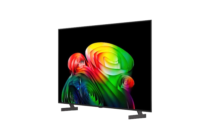 LG OLED evo AI C6 shows a split-screen planet-and-stars scene, comparing an anti-glare matte display with its Perfect Black & Perfect Color display for clearer picture quality in any light, supported by UL certification and Intertek certifications for color volume and color fidelity.