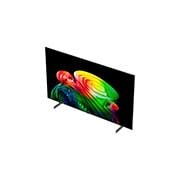 LG OLED evo AI C6 features AI Hub for personalization, with an AI icon above a remote control surrounded by labels for Multi AI Search, AI Concierge, AI Voice ID with My Page, AI Chatbot, AI Picture Wizard, and AI Sound Wizard.
