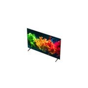 A LG QNED evo AI QNED80 Mini LED apresenta o AI Hub para personalização, com um ícone de IA acima do controle remoto, cercado por rótulos para Multi AI Search, AI Concierge, AI Voice ID com My Page, AI Chatbot, AI Picture Wizard e AI Sound Wizard.