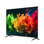 O Processador AI Alpha 7 Ger9 da LG QNED evo AI QNED80 Mini LED brilha no centro de uma placa de circuito amarela, destacando o processamento de IA mais inteligente e poderoso que aprimora a nitidez da imagem 4K com contraste e profundidade aprimorados.