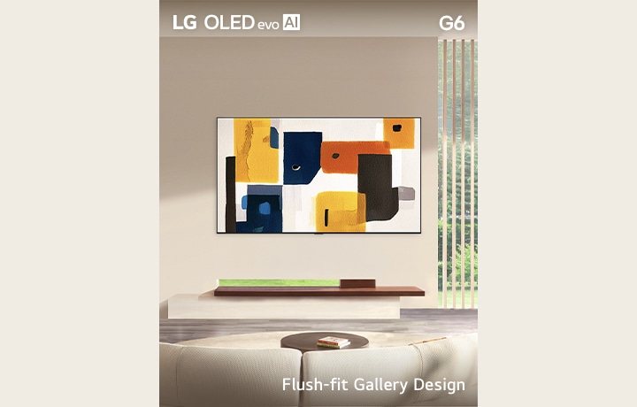 Linha LG ART TV, incluindo LG OLED evo AI G6, cada uma exibindo Design Wallpaper, Gallery Design rente à parede, e Gallery Design com moldura encaixável, transformando TV telas into gallery-worthy art exibe.