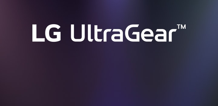 UltraGear™ logo in a futuristic, neon-lit room.