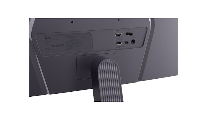 Rear view of the monitor showing the stand attachment area and rear ports