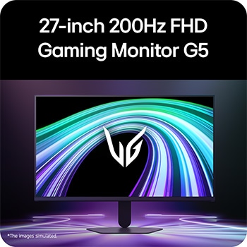 Front view of a gaming monitor displayed in a futuristic, neon-styled environment.
