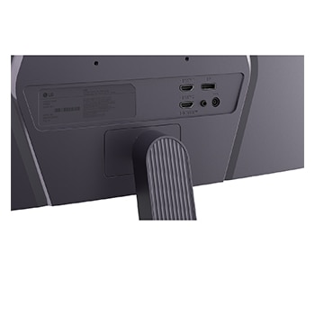 Rear view of the monitor showing the stand attachment area and rear ports