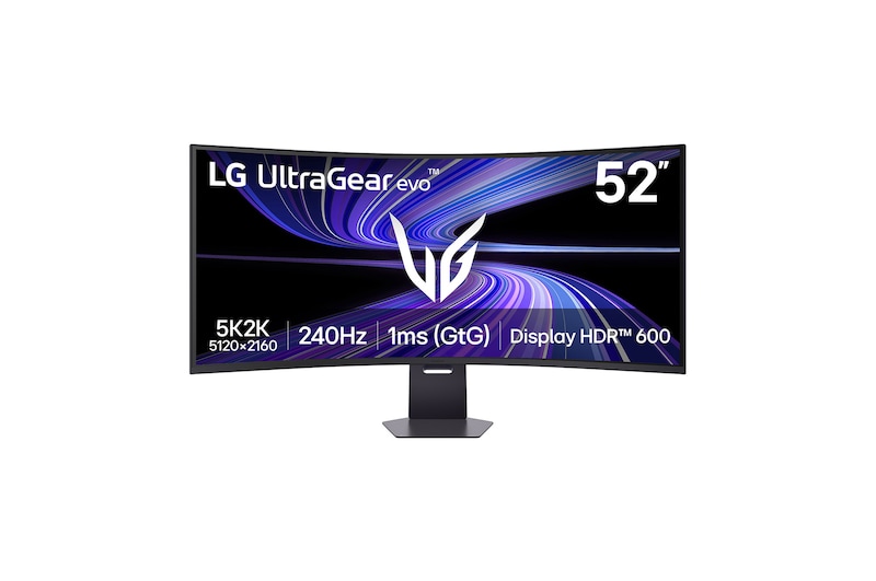 Front view of a 52-inch UltraGear evo G9, 5K2K 240Hz Gaming Monitor (52G930B)